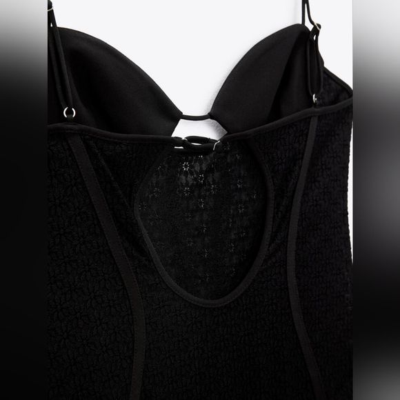 🌞Zara Lace Bodysuit Corset Cut Out Openwork Embroidery NWOT M - Picture 6 of 16